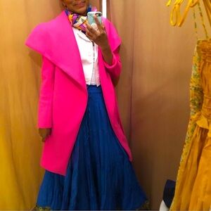 Forever 21 Hot Pink Belted Wrap Coat, Size Small